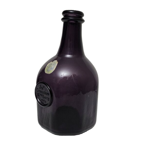 Blenko Handblown Glass Jn o Greenhow Wmsburg 1770 Purple Bottle W/SEAL &… - Picture 12 of 12